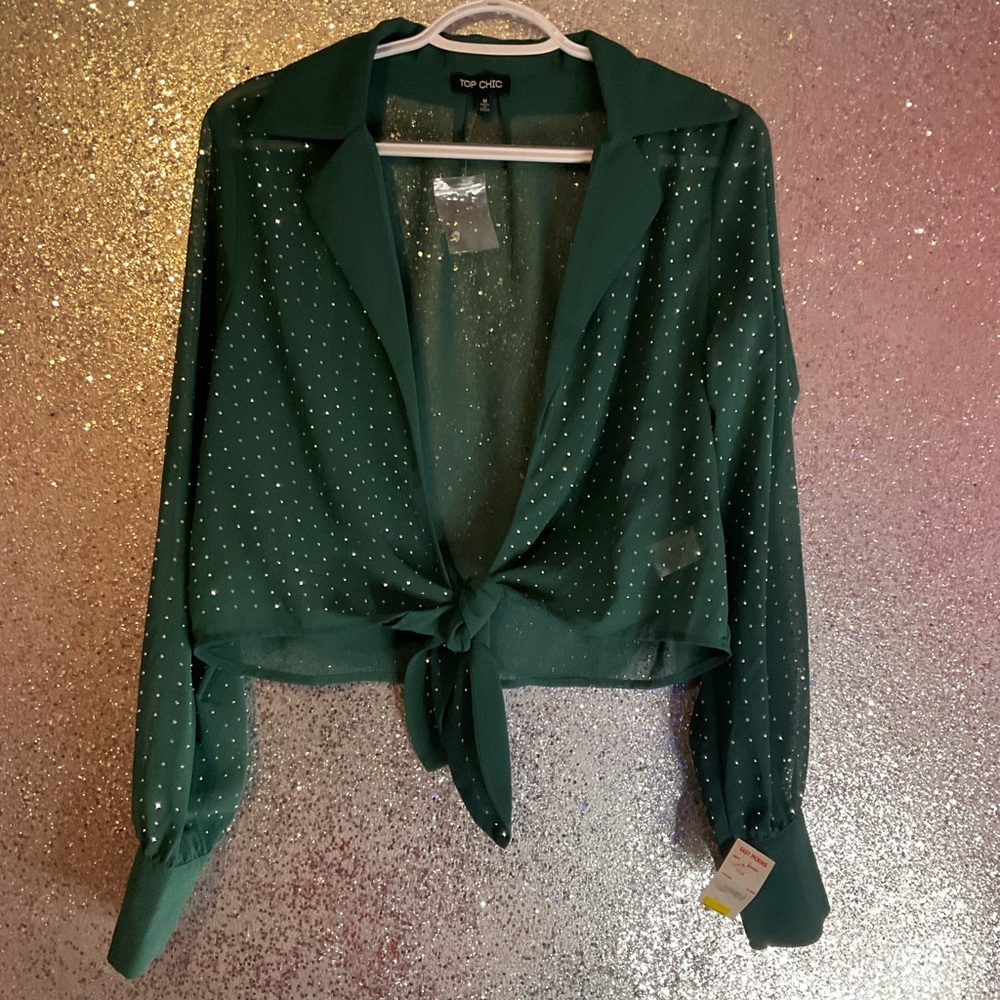 Green Bedazzled CropTop